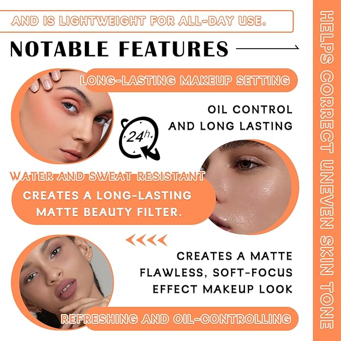 Loose Setting Face Powder Set,Oil Control Long Lasting Finish,Pink Complexion