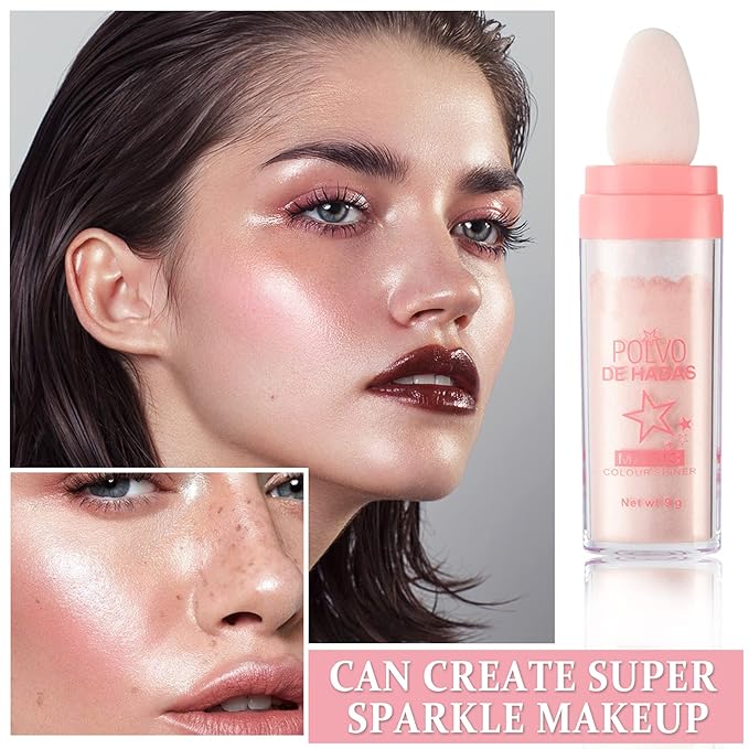 Polvo De Hadas Body Glitter Face Highlighter Powder Glow（Fairy Pink）