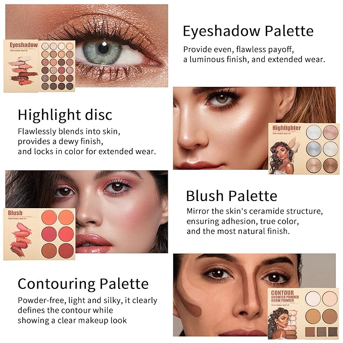 4-Layer Book-Style Foldable Makeup Palette Set | Portable