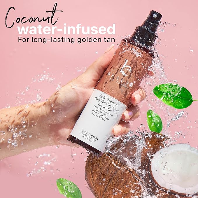 Self Tanner Spray - USA Made with Natural & Organic Ingredients, Fast Drying Spray Tan for Pale Skin, Non Toxic Gradual Tanning Spray, Sunless Tanning Water for Women & Men, Fair to Medium