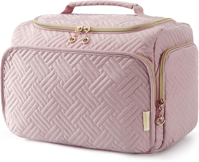 BAGSMART Travel Toiletry Bag, Large Wide-open Travel Bag for Toiletries, Makeup Cosmetic Travel Bag with Handle