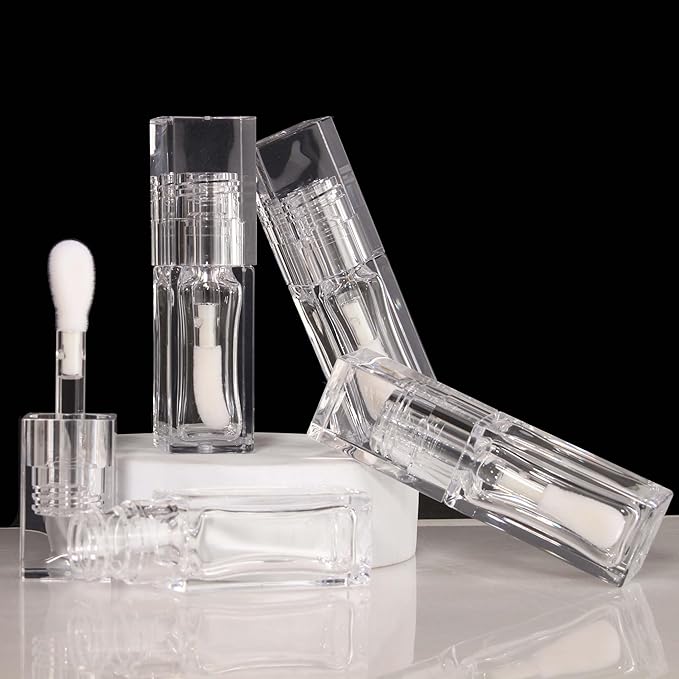 COSIDEA 18pcs Empty 6ml Square Clear PETG lip gloss tubes big deo foot wand lipgloss tube container for lip oil
