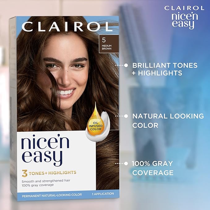 Clairol Nice'n Easy Permanent Hair Dye, 8G Medium Golden Blonde Hair Color, Pack of 3