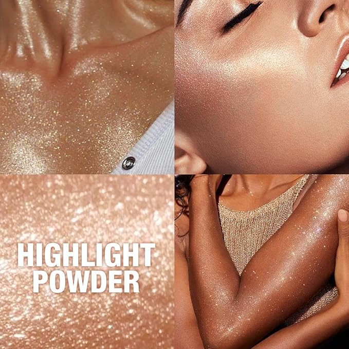 Glitter Body Highlighter Powder Body Shimmer Sparkle Face sponge head（silvery）