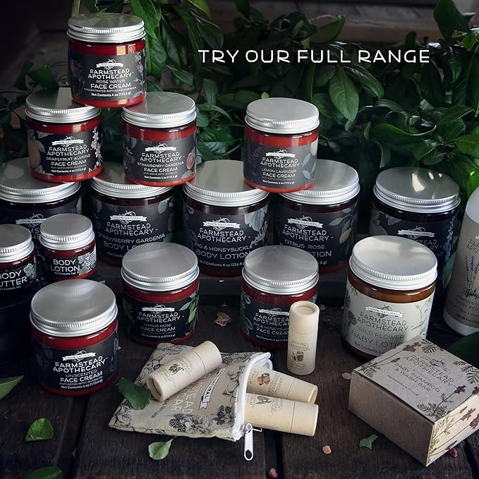 Farmstead Apothecary 100% Natural Anti-Aging Face Cream with Jojoba Oil, 4 oz (Citrus Rose)