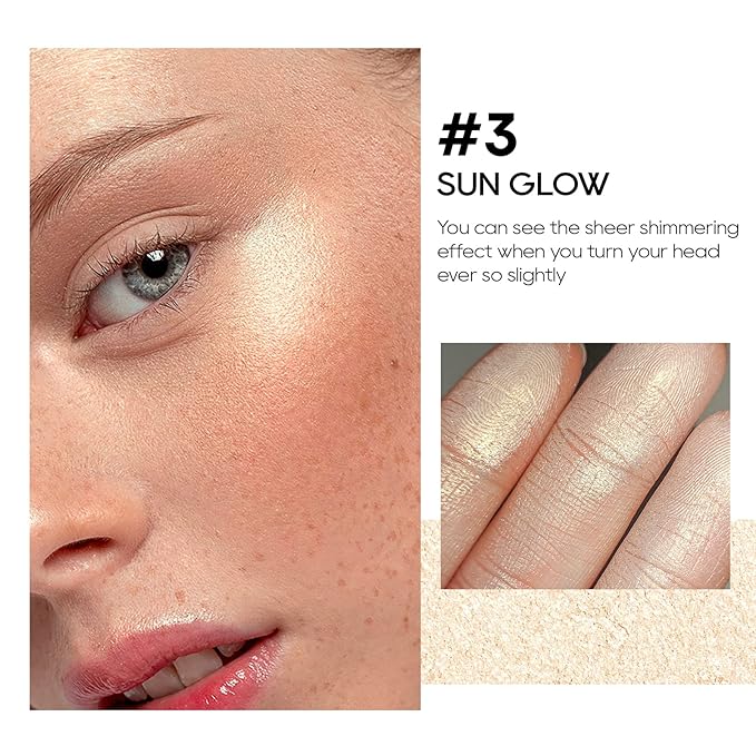 Baked Highlighter Powder Palette, Makeup Highlighter Powder Palette Sun Glow
