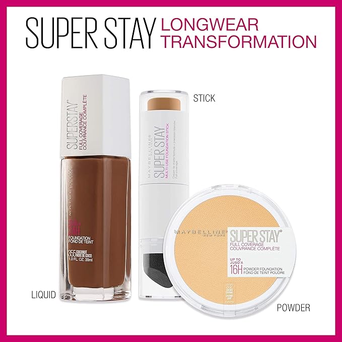 Maybelline Super Stay Full Coverage Powder Foundation Makeup, 1 Count