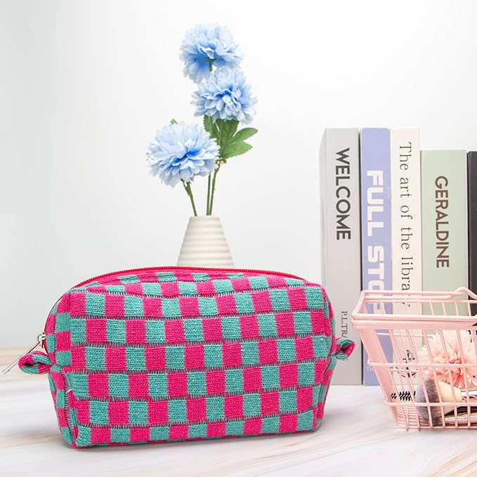 Pazimiik checkered makeup bag for