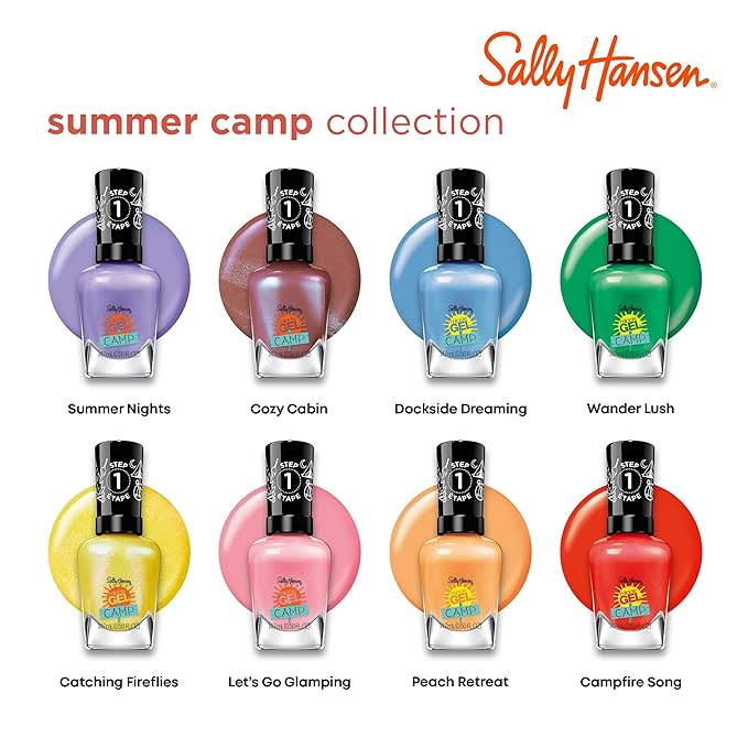 Sally Hansen Miracle Gel™, Summer Camp Peach Retreat, Long Lasting, Gel-Like Formula, No UV Lamp Needed, Orange Nail Polish