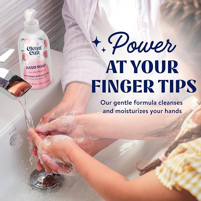 Cleancult Liquid Hand Soap Refill - Pink Grapefruit- Moisturizes Dry & Sensitive Skin - Made with Aloe Vera & Essential Oils - Eco Friendly - Paper-Based Packaging - 32 oz/3 Pack