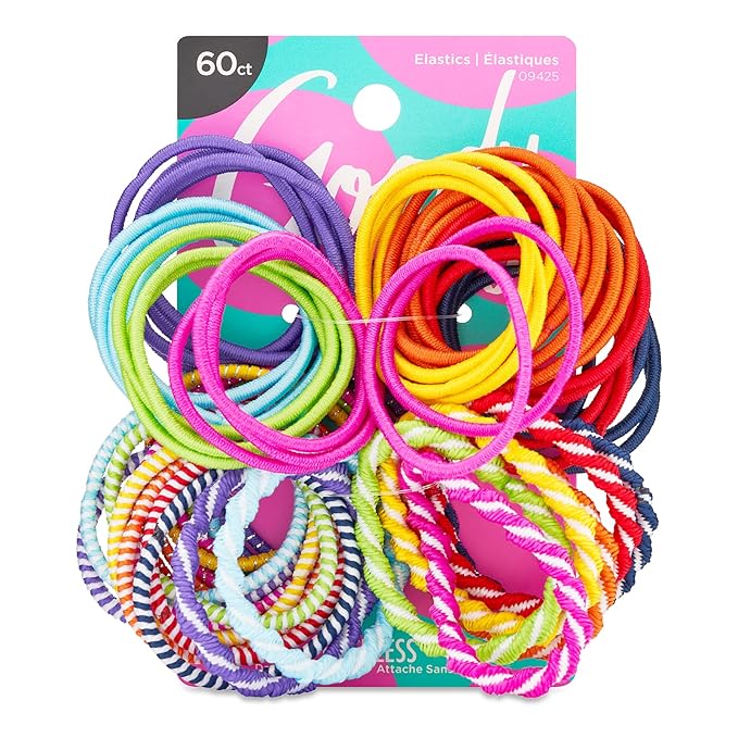 Goody Ouchless 50 Count Neutral Hair Ties and 60 Count Kids Brights or Pastels Hair Ties