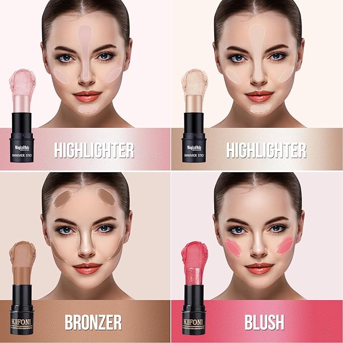 4PCS Contour Stick - Highlighter And Cream Blush