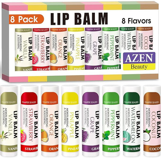 AZEN 8 Pack Lip Balm Stocking,