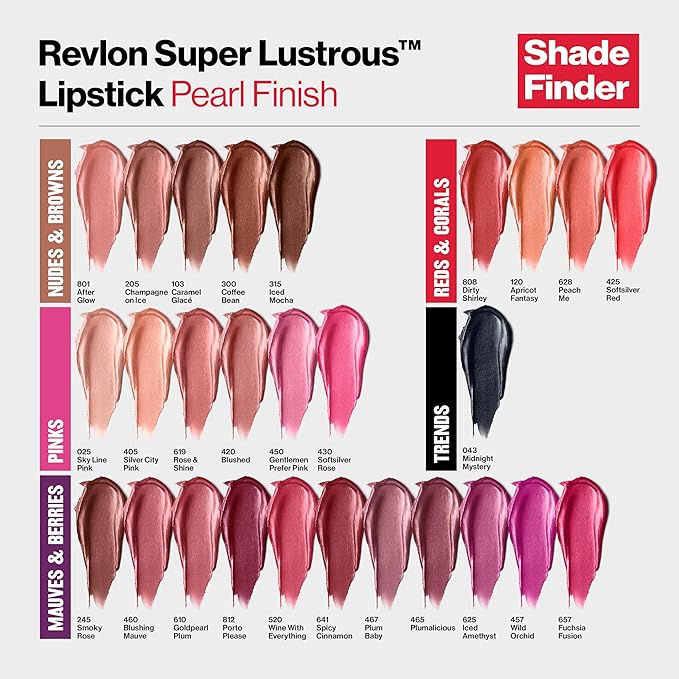 Revlon Super Lustrous Lipstick, Creamy Formula For Soft, Fuller-Looking Lips, Moisturized Feel, 801 After Glow, 0.15 oz