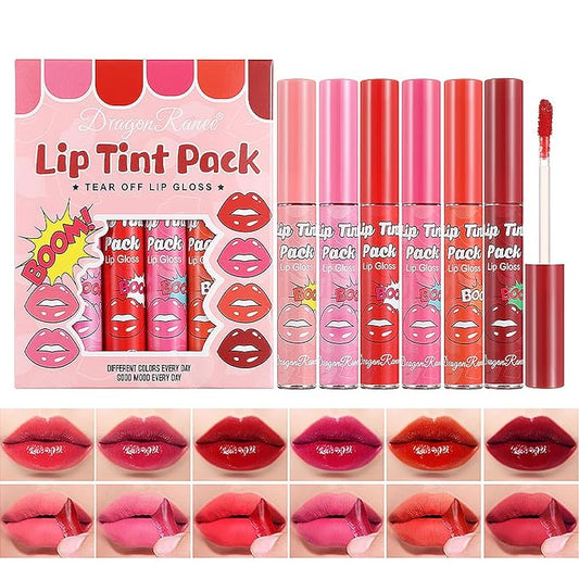 6 Colors Matte Lip Stain, Lip Liner Stain, Peel Off Lip Liner Tattoo, Long Lasting Lip Stain Waterproof for Women Girls All Skin Types, Transfer-Proof & Natural