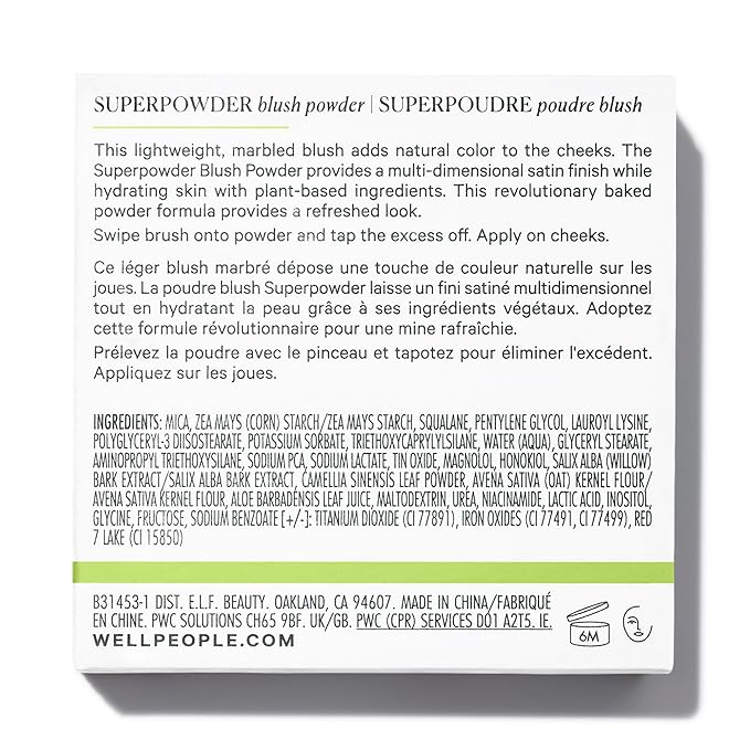 Well People Superpowder Blush Powder, Hydrating Powder Blush Sweet Persimmon