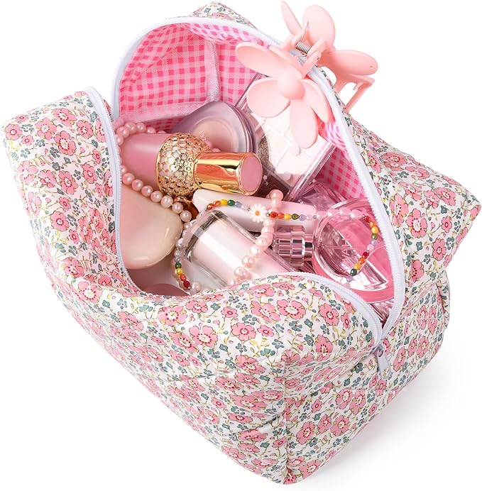 Soidram floral makeup bag quilted