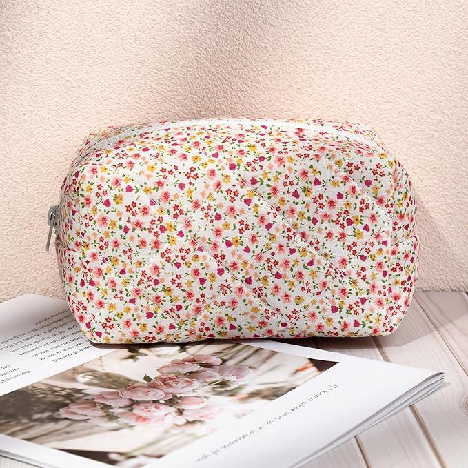 Soidram floral makeup bag quilted