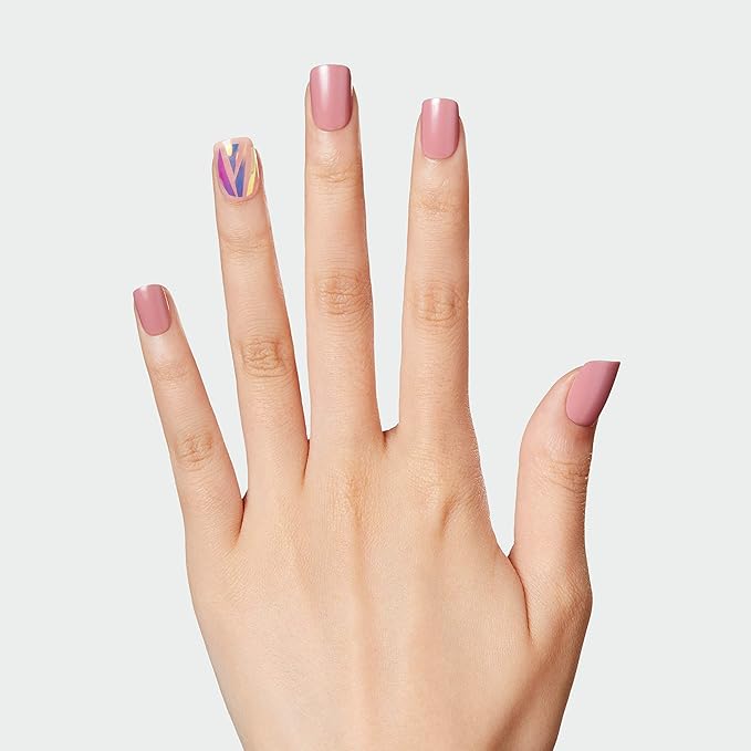 KISS imPRESS No Glue Mani Press On Nails, Design, 'Miracle', Pink, Short Size, Squoval Shape, Includes 30 Nails, Prep Pad, Instructions Sheet, 1 Manicure Stick, 1 Mini File