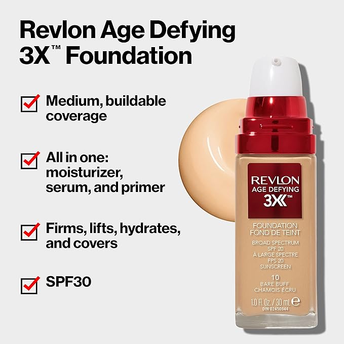 Revlon Age Defying 3X Makeup Foundation, Firming, Lifting fl oz