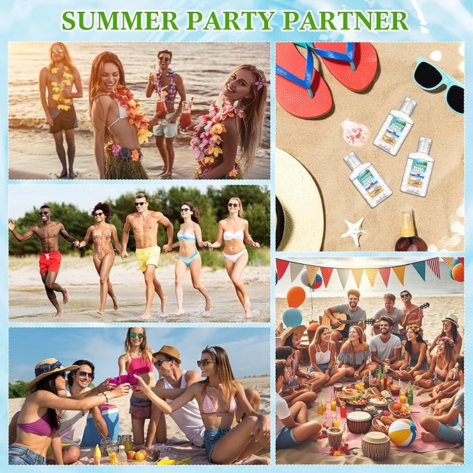 12 Pcs Mini Aloe Vera Gel Bulk for Summer Wedding Party 1oz Soothing Moisture Aloe Gel Bulk Travel Size for Thank You Gifts Summer Beach Wedding Party (Beach)