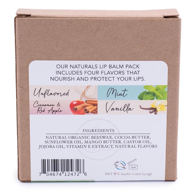 Lip Balm Naturals 4-Pack, Mint Vanilla Moisturizing