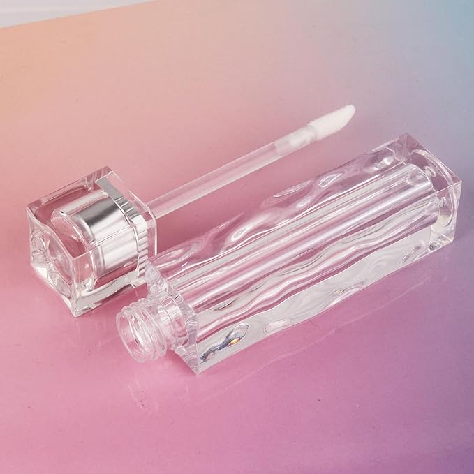COSIDEA 10PCS Empty 4ML clear Lip Gloss Tubes Wave Square lipgloss Tube with Wand Applicator for Lip oil tint bottles container small business
