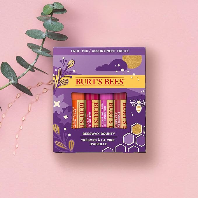 Burt's Bees, 4 Lip Balms, Beeswax Bounty Set, Pomegranate, Sweet Mandarin, Coconut And Pear & Watermelon