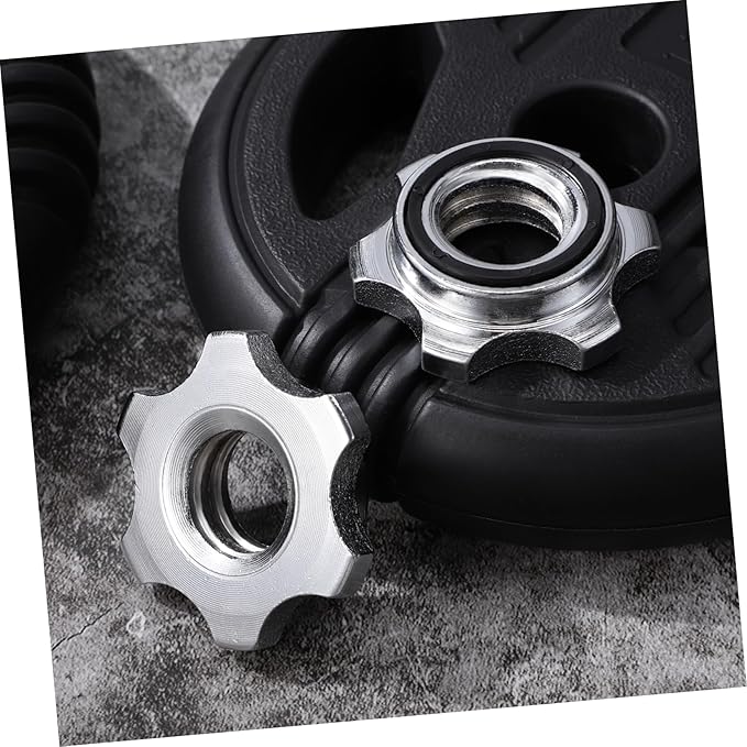 Garneck 2pcs Standard Barbell Spin-Lock Collars Screw Clamps 1 inch(Silver)