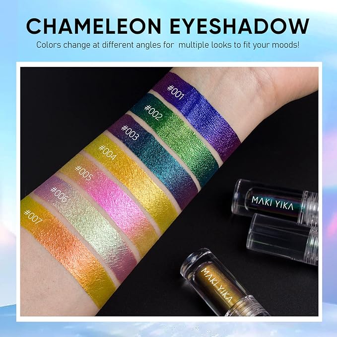 MAKI YIKA Glitter Eyeshadow Gold Liquid Multichrome Eyeshadows Long Lasting Metallic Chameleon Eye Shadow Smudgeproof Holographic Eye Topper Glitters (#7 Bronzer)