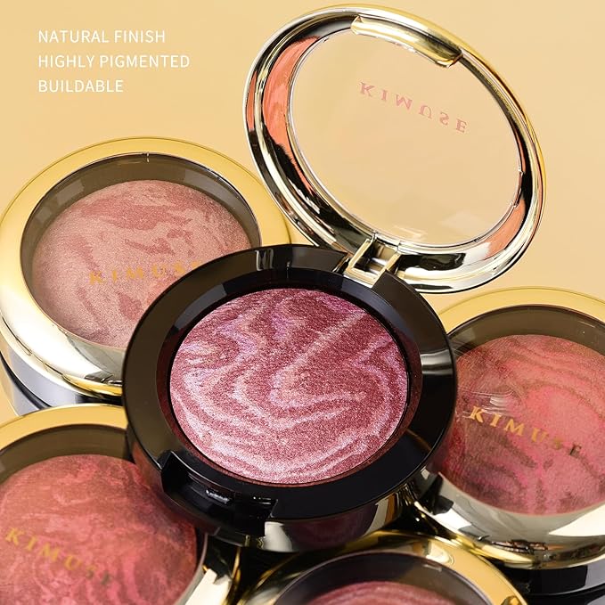 KIMUSE Baked Blush, Lighting Glow Marbleized Blush Powder Face