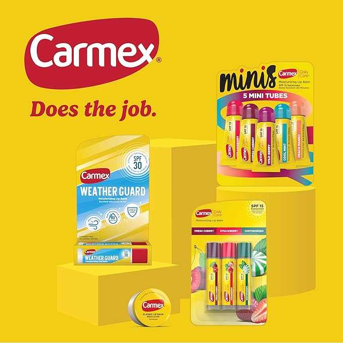 Carmex Classic Medicated Lip Balm Pack, Lip Moisturizer for Chapped Lips, 9-Count Variety Pack Bag (7 Tubes, 2 Sticks)
