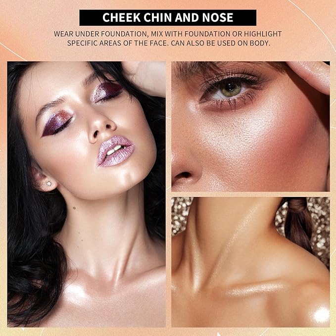 2 Packs Highlighter Powder Palette, 5 Colors Makeup