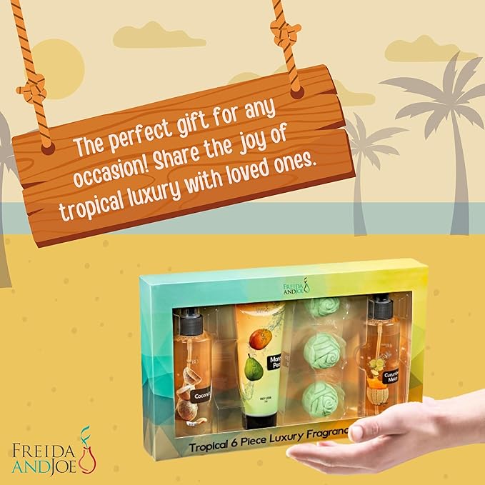 Fine Fragrance Body Mist & Body Splash Gift Set – Luxury Self-Care Combo for Women and Girls (Coconut, Cucumber, Mango Pear w/ Bath Fizzer, Bath Bomb) Mother’s Day Gift for Mom