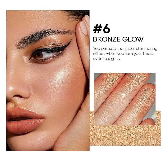 Baked Highlighter Powder Palette, Makeup Highlighter Powder Palette Bronze Glow