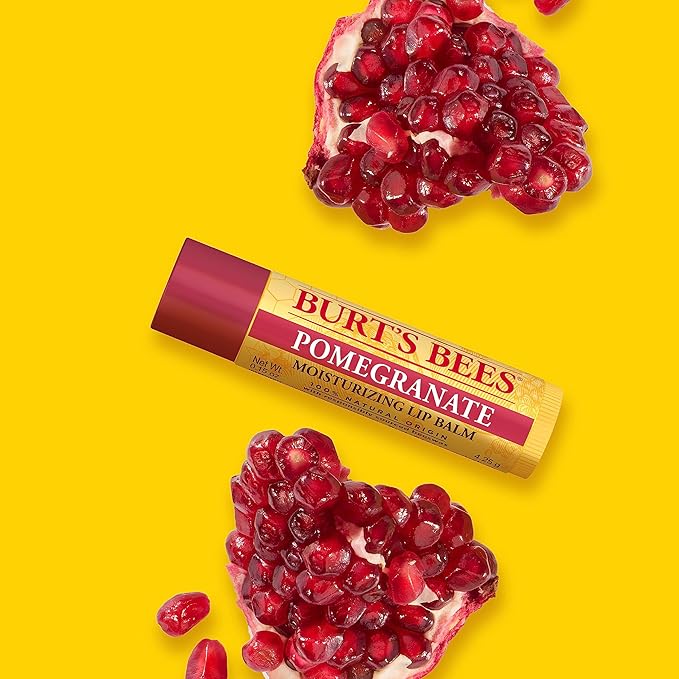 Burt's Bees Lip Balm, Pomegranate, Lip Moisturizer With Responsibly Sourced Beeswax, Tint-Free, Natural Conditioning Treatment, 1 Tube, 0.15 oz.