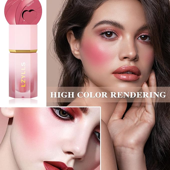 Cream Blush Stick with Brush,Waterproof Multi Cream Blush Skin C4