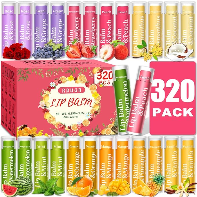 320 Pcs Lip Balm Bulk, 12