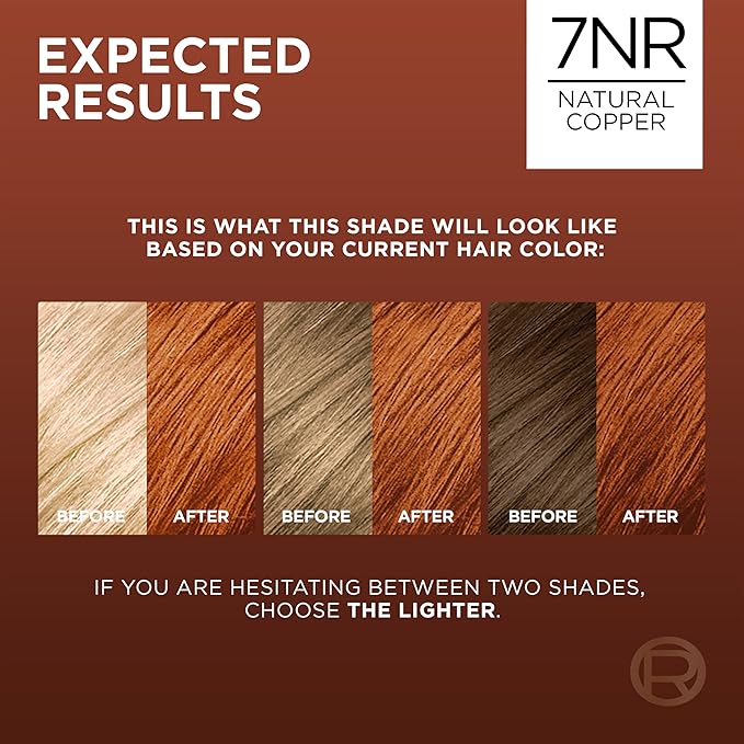 L’Oreal Paris Excellence Universal Nudes Permanent Hair Color, Ammonia Free Hair Dye for Gray Hair Coverage, 7NR Natural Copper, 1 Hair Dye Kit