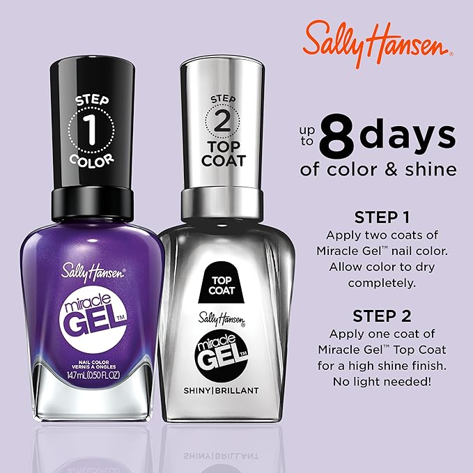 Sally Hansen Miracle Gel™, Purplexed, Long Lasting, Gel-Like Formula, No UV Lamp Needed, Purple Nail Polish