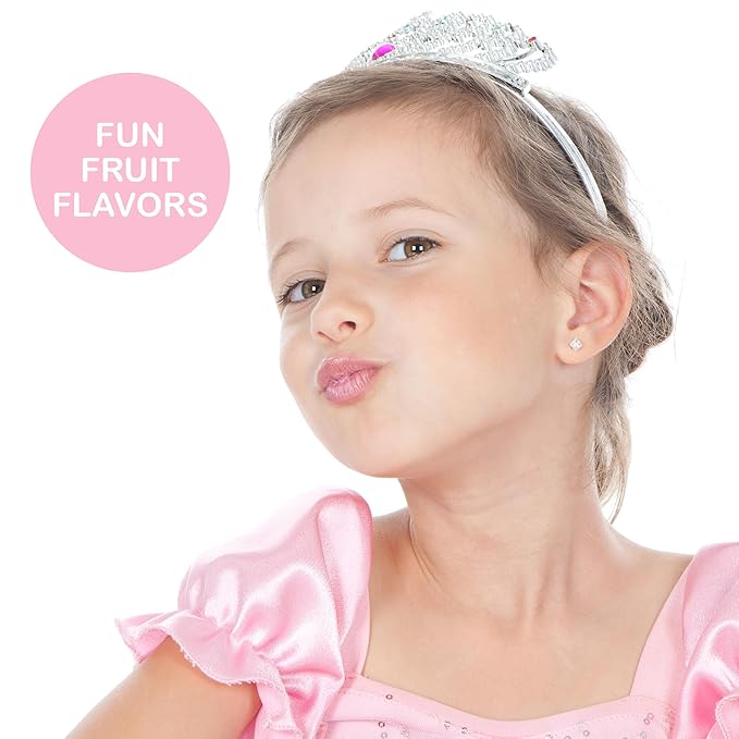 Expressions 8pc Roller-Ball Glitter Lip Gloss Set, 8 Assorted Fruit Flavored Roll On Rollerball Lip Gloss for Kids, Safe, Non Toxic Kids Makeup Set