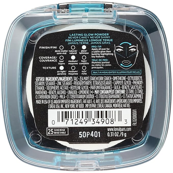 L'Oréal Paris Infallible Pro Glow Pressed Powder, Cocoa, 31 oz