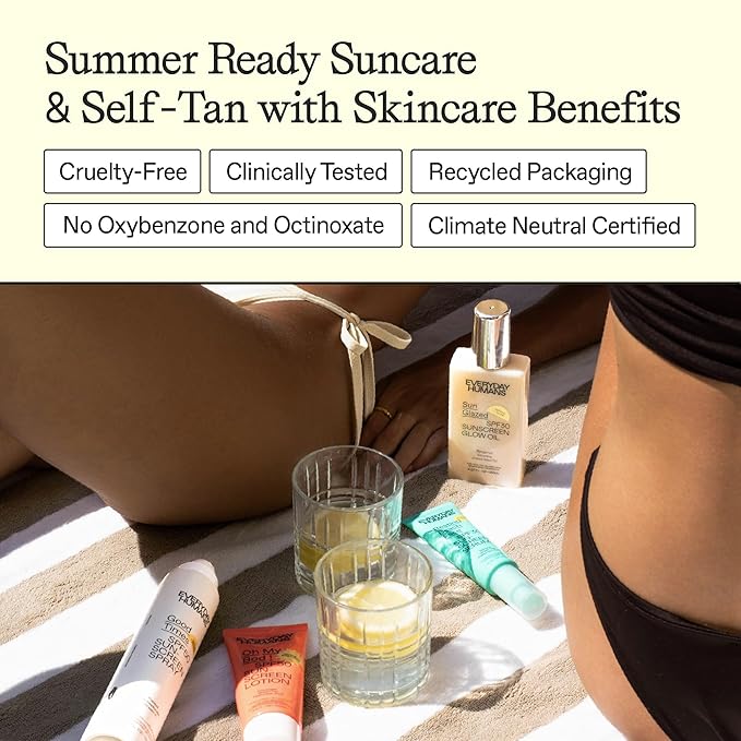 Sun Blush Glowing Self Tanning Drops Australian Made 1.0 fl.oz | Sun-Kissed, Natural Face & Body Gradual Self Tanner with Peptides | Fragrance Free | Everyday Humans