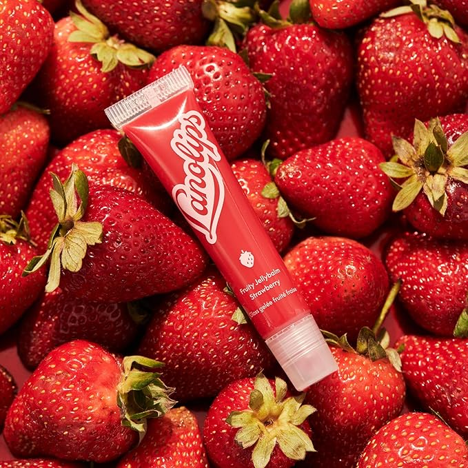 Lanolips Fruity Jellybalm - Tinted Lip Balm to Deepen, Brighten & Enhance - Moisturizing Lanolin Lip Balm & Jelly Lip Gloss - Everyday Lip Makeup - Strawberry (10g / 0.35oz)