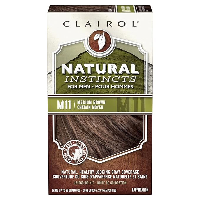 Clairol Natural Instincts Semi-Permanent Hair Dye for Men, M11 Dark Brown Hair Color, Pack of 1