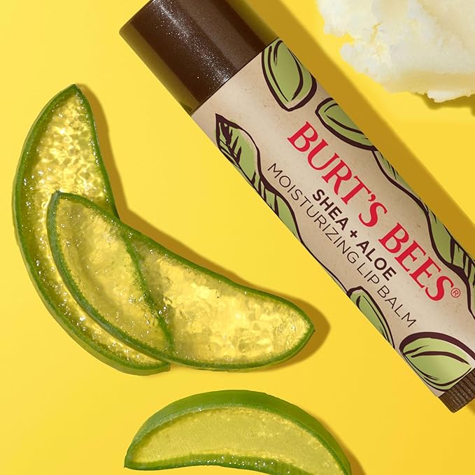 Burt's Bees Shea and Aloe Moisturizing Lip Balm, Lip Moisturizer With Responsibly Sourced Beeswax, Tint-Free, Natural Origin Conditioning Treatment, 4 Tubes, 0.15 oz.