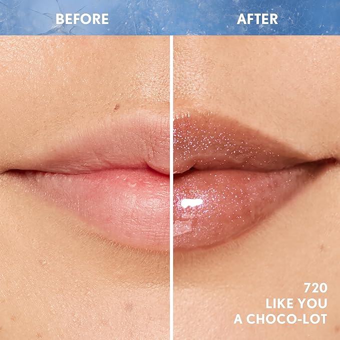 COVERGIRL Clean Fresh Yummy Plumper Lip Gloss, 720 Like You A Choco-Lot, Shiny, Vegan Formula, Easy to Apply, Minty Flavor, 0.33oz