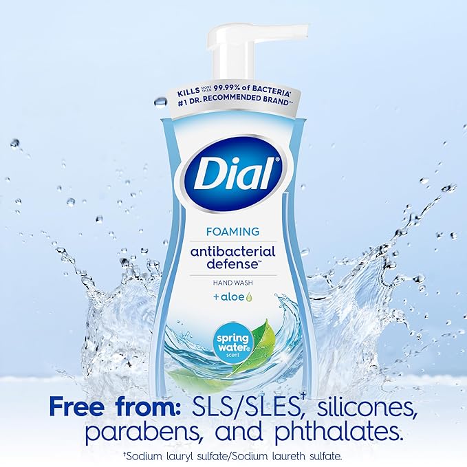 Dial Antibacterial Foaming Hand Wash, Spring Water, 7.5 fl oz (Pack of 6)