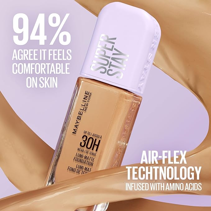 Maybelline Super Stay Lumi-Matte Foundation, Lightweight and Buildable Full Coverage Foundation Makeup For Up To 30HR Wear, 250, 1 Count