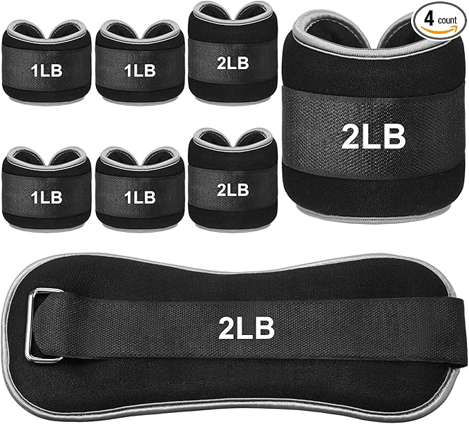 4 Pairs Wrist Leg Weights for Women Ankle 1lbs 2lbs 2lbs Each